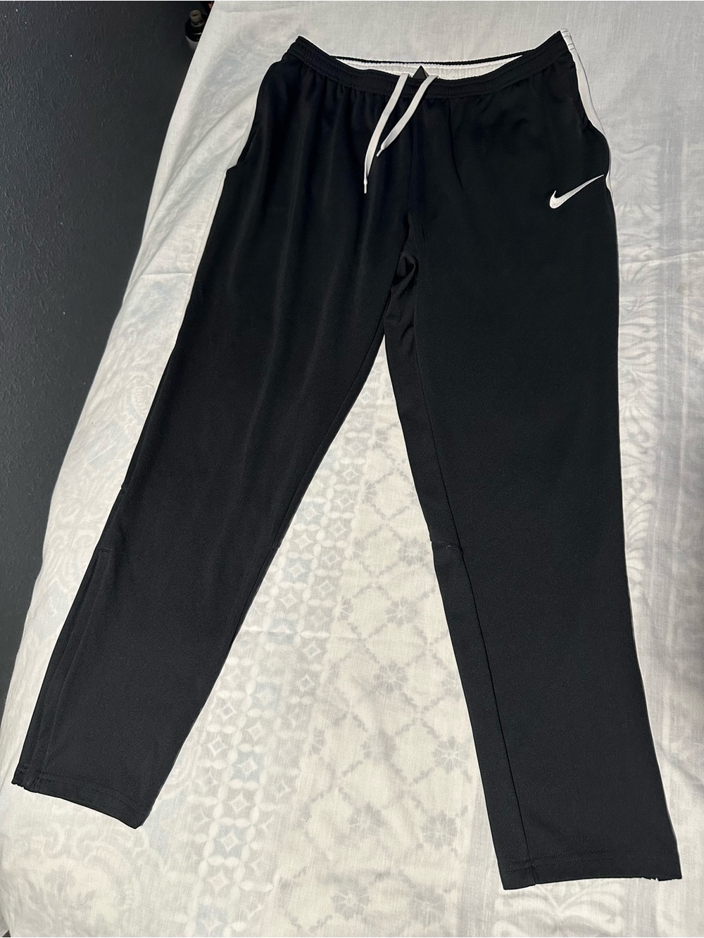 Nike men’s Black Track Pants with White Swoosh